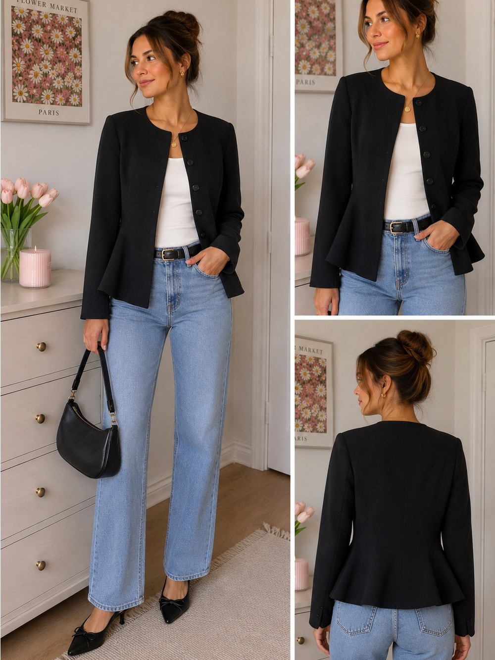 Moon Goddess Boutique Black Peplum Blazer Jacket